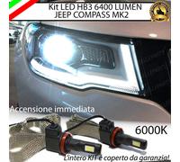 KIT FULL LED JEEP COMPASS 2 LAMPADE BI-LED HB3 6000K 6400 LUMEN FARO LENTICOLARE