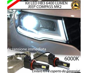 KIT FULL LED JEEP COMPASS 2 LAMPADE BI-LED HB3 6000K 6400 LUMEN FARO LENTICOLARE