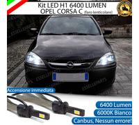 KIT FULL LED OPEL CORSA C CON FARO LENTICOLARE LED H1 6000K BIANCO NO ERROR