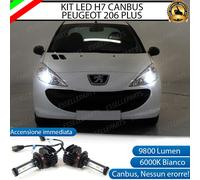 KIT FULL LED PEUGEOT 206 PLUS LAMPADE H7 6000K BIANCO 9800 LUMEN CANBUS NO ERROR