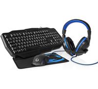 Nedis Nedis - Kit combo di gioco - 4-in-1 - tastiera, cuffia, mouse e tappetino per mouse - 5 V 0,5 A - destrorsi - 6 pulsanti - Sistema operativo Windows - USB - 1200/1600/2000/3200 dpi QWERTY Disposizione IT