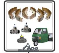 KIT GANASCE CEPPI FRENO FRENI ANTERIORE + POSTERIORE COMPATIBILE PER PIAGGIO APE TM 703 BENZINA O DIESEL - PIAGGIO APE 602 - APE CAR DIESEL - MAX DIESEL COMPLETO DI 3 CILINDRETTI FRENO.