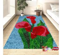 Kit Gancio di Chiusura per Adulti, Kit Cuscino Gancio di Chiusura per Moquette Fai-da-Te, Kit per La Produzione di Tappeti all'Uncinetto, Ricamo per Tappeti all'Uncinetto, K, Color-6, 38 x 52 cm