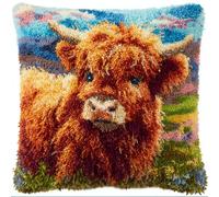 Kit Gancio Di Chiusura Tappeto Cucciolo Di Mucca Scozzese Delle Highlands Diy Appeto Per Uncinetto Latch Hook Rug Kit Eegalo Creativo Per La Casa E Il Divano 43 Cm × 43 Cm