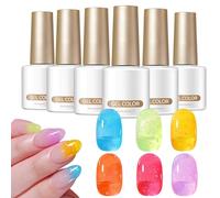 Kit gel per unghie sfumato - 6 x 7 ml, finitura semitrasparente a lunga durata, cosmetici per manicure di qualità salone a casa, professionale principiante | Donne Matrimonio Viaggi Spiaggia Incontri