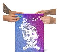 Kit Gender Reveal Interattivo - Tela 30x40 cm con Glitter Rosa e Blu | Annuncio Magico del Sesso del Bambino - Entrambi i Genitori Partecipano! Ideale per Baby Shower e Rivelazione
