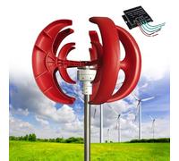 Kit generatore a turbina eolica da 12000 W - Design verticale a 5 lame, 12 V/24 V/48 V, uso domestico e in fabbrica, controller MPPT, sistema di alimentazione a magneti permanenti neri durevoli