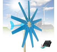 Kit generatore di turbina eolica 16000W 20000W, 12V 24V 48V Kit generatore di turbina eolica verticale portatile, kit generatore eolico a 8/10 pale con regolatore di carica per camper marino casa(2000