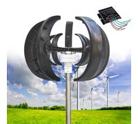 Kit generatore di turbina eolica verticale da 12000 W - 5 lame, 12 V/24 V/48 V, controller MPPT, uso domestico e in fabbrica, magnete permanente durevole, soluzione di alimentazione efficiente - nero
