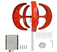 Kit generatore Eolico da 600 W, generatore a magneti permanenti ad ASSE Verticale a 5 Pale da 24 V CA con Controller a Lanterna - Soluzione efficiente per Le Energie rinnovabili (Rosso)