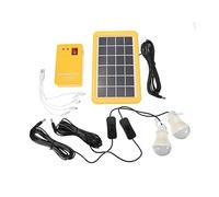 Kit generatore pannello solare domestico con 3 lampadine LED lampada luce di emergenza 4 teste ricarica USB for giardino esterno Per uso fai da te(3W-2Bulb)