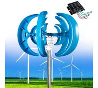 Kit generatore turbina eolica da 12000 W, 12 V/24 V/48 V, magnete permanente verticale a 5 lame, ideale per sistemi eolici e solari ibridi, completo di controller, blu - 12 V