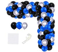 Kit ghirlanda di palloncini blu nero argento - Palloncini blu nero argento Materiali per feste di videogiochi per uomini 30° 40° 50° compleanno feste di pensionamento decorazioni