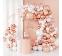 Kit Ghirlanda Palloncini Bianco Oro Rosa, 118 Pezzi Oro Rosa Kit Ghirlanda Palloncini con palloncini di coriandoli in oro rosa per Feste Compleanno, Baby Shower, Matrimonio, Doccia Sposa, Fidanzamento