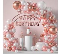 Kit ghirlanda palloncini oro rosa, decorazioni compleanno con coriandoli