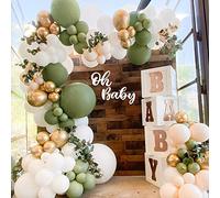 Kit ghirlanda palloncino verde salvia, 152 pezzi arco palloncino verde e oro decorazione festa compleanno palla verde oliva per ragazzi ragazze baby shower,giungla safari,decorazione di nozze,batteme
