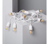 Kit Ghirlanda Waterproof 5.5m Bianco + 8 Lampadine LED E27 Filamento 4w