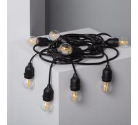 Kit Ghirlanda Waterproof 5.5m Nero + 8 Lampadine LED E27 Filamento 4w