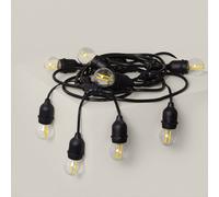 Kit Ghirlanda Waterproof 5.5m Nero + 8 Lampadine LED E27 Filamento 4w