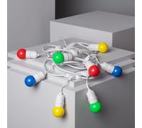 Kit Ghirnalda Waterproof 5.5m Bianco + 8 Lampadine LED E27 G45 3W a Colori