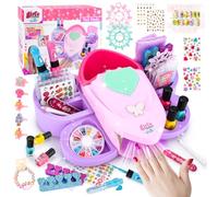 Kit Gioco Per Unghie Bambina,Unghie Set Manicure Gioco,Include Unghie Asciuga,smalto removibile,glitter,adesivi divertenti e altro ancora,Un regalo di compleanno e Natale per bambine dai 6 anni in su