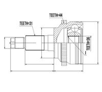 Giunto semiasse Assale anteriore Dx NPZ-MZ-053 NTY per MAZDA 6 Tre volumi