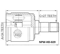 Giunto semiasse sul lato del cambio NPW-HD-029 NTY per HONDA ACCORD VII Tourer