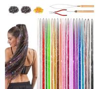 Kit Glitter Per Capelli Bambini,Set Di Estensioni Luminose Per Ragazze | Accessori Brillanti Resistenti Al Calore Per Cosplay Con Strumenti Per Natale, Capodanno, Matrimoni, Feste Tematiche