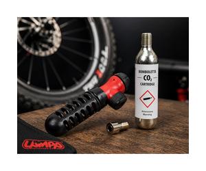 Kit Gonfiatore CO2 Bici Mtb Completo Valvola Presta MTB Corsa Pompa Lampa