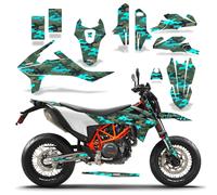 Kit Grafiche MX Adesivo Per KTM 690 SMC-R 19-20 Slash Camo Teal
