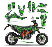 Kit Grafico MX + # Piastre Adesive Per KTM 690 SMC-R 19-20 Slash Camo Verde