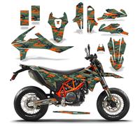 Kit Grafico MX + Placche Decal per KTM 690 SMC-R 19-20 Slash Camo Arancione