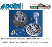 Kit Gruppo Termico Vespa 50 Special PK S XL Modifica 130 cc D 57 Corsa 51 Lunga