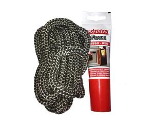 kit Guarnizione + Mastice x Stufe Legna Pallet Camini da 6, 8, 10, 12, x 1,5 mt.