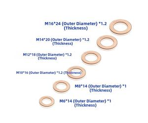 Kit guarnizioni rondella piatta in rame 110 pezzi con misure da M6 a per compiti