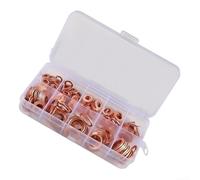Kit guarnizioni rondelle in rame con dimensioni assortite 50/100/120 pezzi in scatola portaoggetti per coppa e altro (50 pezzi)