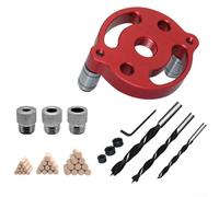 Kit guida per trapano in alluminio per la lavorazione del legno con localizzatore autocentrante, manicotti e punte da 6 mm, 8 mm, 10 mm, set di perforatrici di precisione per mobili progetti fai da te