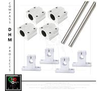 Kit guide lisce acciaio temprato rettificato Ø 8 x2 500mm x4 SK8 x4 SC8UU CNC