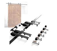 Kit Guide Scorrevoli In Acciaio Al Carbonio,accessori For Ferramenta For Porte Da Fienile,kit Rulli For Guide Scorrevoli For Porte Doppie,for Garage Casa(96.1" Track (Double Doors))