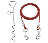 Kit Guinzaglio per Cani 3M e Picchetto per Cani in Acciaio Inossidabile per Legare i Cani da esterno, da Utilizzare all’Esterno, in Cortile e in Campeggio, per Cani di Taglia Piccola e Media（Rosso）