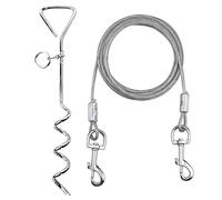 Kit Guinzaglio per Cani 3M e Picchetto per Cani in Acciaio Inossidabile per Legare i Cani da esterno, Utilizzare all’Esterno, in Cortile e in Campeggio per Cani di Taglia Piccola e Media（d'argento）