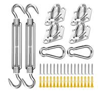 Kit hardware a vela ombra, tenditore per a vela,Kit hardware da sole Triangle Rectangle | fissati, ganci in acciaio inossidabile, tensione a force per piscina, cortile, giardino