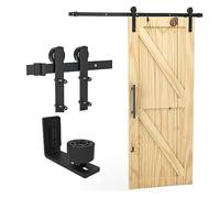 Kit hardware for porta della stalla, kit for scorrevole da 4-10 piedi, resistente con guida a pavimento regolabile - Facile installare, liscio, Scivolamento regolare