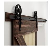 Kit hardware for porta scorrevole del fienile, resistente, fluido e silenzioso, facile da installare, adatto for pannello a porta singola, stile ruota grande, nero(5FT-152CM)