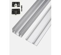 Kit hardware per binario per porta scorrevole con guide in alluminio e sistema di pulegge per un funzionamento e una riparazione senza intoppi della porta