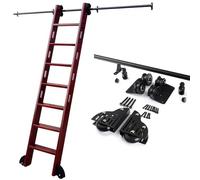 Kit hardware per libreria scorrevole (senza scale), kit binario per scala per armadio domestico | Hardware per scale mobili in metallo per loft per uffici domestici 100-732cm(610cm Kit pista)