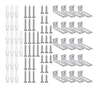 Kit hardware per l'installazione di staffe per lavagna bianca, con 20 staffe ad angolo retto, 20 tubi di espansione, 20 viti corte 20 viti lunghe per appendere il montaggio su lavagna domestica per