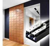 Kit Hardware Per Porta Bifold Bianco/nero Con Ringhiera, systems | Kit Di Binari Per Porte Barndoor Con Bypass Scorrevole Nascosto, Binario Di Ricambio Per Porte(Black,390cm/154in/12.8ft)