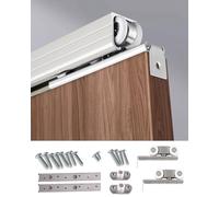 Kit hardware per porta da fienile bifold argentato, set di binari per porte singole da 121,9 cm/213,4 cm/304,8 cm, ideale per capannoni e garage all'aperto, completo di gancio resistente (322,6 cm)