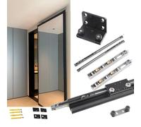 Kit hardware per porta da fienile, binario per porta scorrevole fantasma senza binari per specchio del bagno, set di guide silenziose per armadio, facile installazione, finitura nera durevole